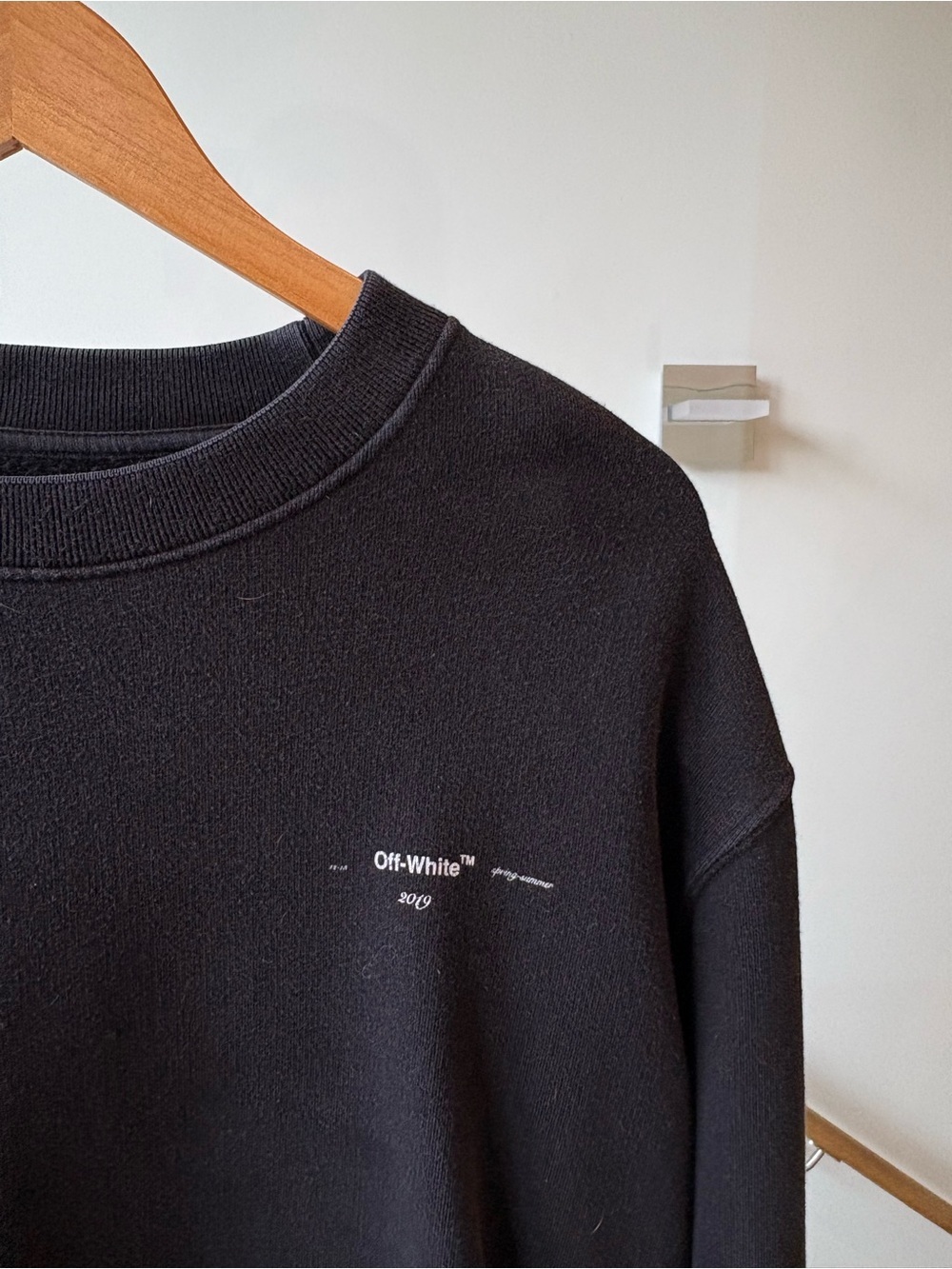 Off-White Black Crewneck Sweatshirt with Sleeve Graphics - Picture 4 of 6